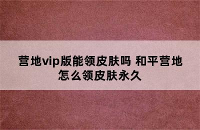 营地vip版能领皮肤吗 和平营地怎么领皮肤永久